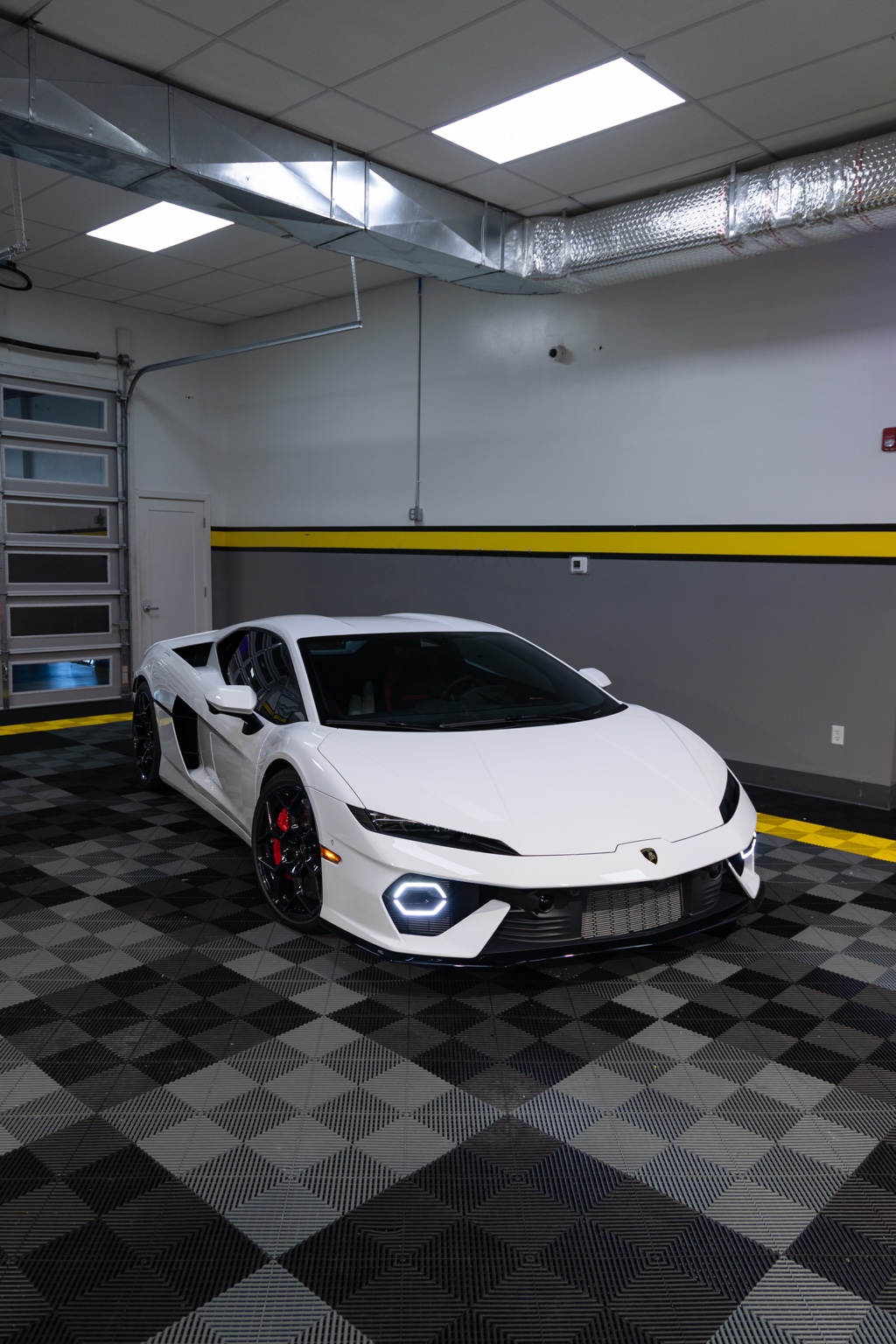 White Lamborghini Temerario front three-quarter view after full protection package